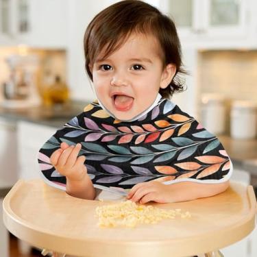 Imagem de CEBUGI Panos para Arrotar Musselina Bebê 56 x 28 cm Toalhas de Bebê Absorventes Macias Folhas Coloridas Algodão Arrotar Trapos para Bebês Meninos e Meninas Pacote com 4