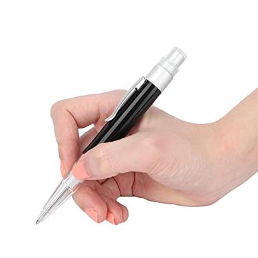 Imagem de Brrnoo Mini frasco de perfume, frascos de spray de perfume de plástico, caneta esferográfica 2 em 1, caneta portátil de 2 ml, frasco de spray de perfume, vazio, atomizador de perfume (preto)