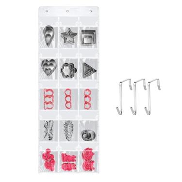 Imagem de Bolsa de armazenamento para cortador de biscoitos, armazenamento de suprimentos de panificação, bolsa de acessórios para decoração de bolos, 15 bolsos grandes, organizador transparente para pendurar