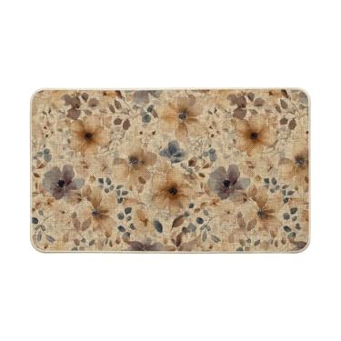 Imagem de Artoid Mode Tapete de flores florais de primavera, tapete de porta de decoração de casa tapete de interruptor de perfil baixo para ambientes internos e externos 43 x 73 cm