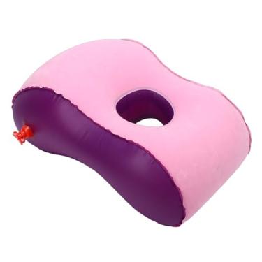 Imagem de Asixxsix Travesseiro Rosquinha para Dor No Cóccix Almofada Inflável para Pescoço e Bunda para Dormir Hemorróidas Feridas na Cama Alívio de Pressão Sentado Portátil Leve para Escritório (Roxa)