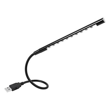 Imagem de Lâmpada de leitura USB LED, luz USB flexível pescoço de ganso para cuidados com os olhos, interruptor de toque de LED para notebook, teclado Powerbank (preto)