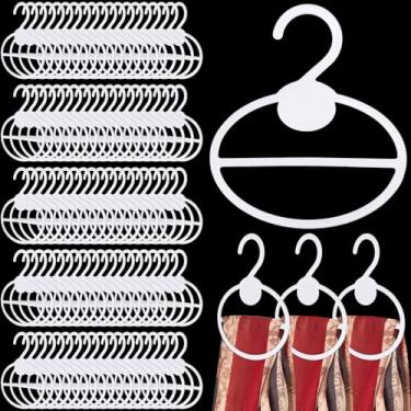 Imagem de FoldTier Suporte de plástico para cachecol, organizador de cachecol que economiza espaço, cabide de roupas para cachecóis, lenços de cabeça, armazenamento de roupas (branco, 100 peças)