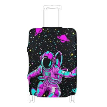 Imagem de Joisal Astronauta Espaço Preto Escuro Capas de Mala Protetor de Bagagem Proteção Bonito Acessórios de Viagem Engraçado, P, Serve para Capa de 45-50 cm, Astronaut Space Dark Black, L 26-28 in, Capa de