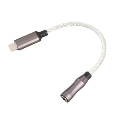 Imagem de Cryfokt Adaptador de Amplificador de Fone de Ouvido de Alto Desempenho Tipo C a 3,5 Mm para PC, 15 Cm/5,9 pol., Relação Sinal-ruído de 120 DB, Material de Cobre Banhado a Prata (Prata)