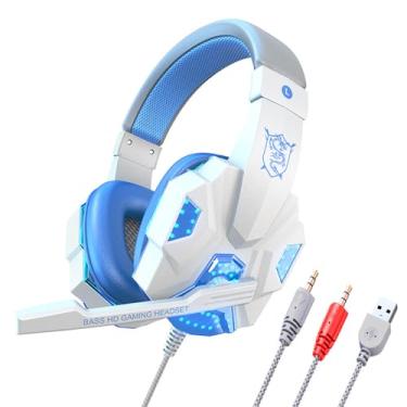 Imagem de Fone de ouvido estéreo para jogos PS4 PC Xbox One PS5 Controlador, Cancelamento de ruído com microfone, luz LED, som surround 7.1, protetores de ouvido de memória suave para Nintendo Xbox Series X|