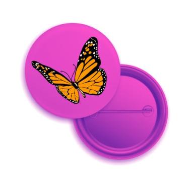 Imagem de Broches de Botão com Borboleta Monarca Laranja, Pack com 10 Unidades, Design Inseto, Fundo Branco (20, Rosa)