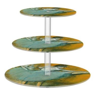 Imagem de Edgar Degas Balé Dançarino Pintura 3 camadas suporte de cupcake para exibição de festa acrílico suporte de copo torre de bolo, bandejas de servir, mesa de doces, suporte para exibição de formatura