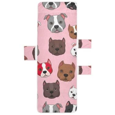 Imagem de Capa de cadeira de espreguiçadeira colorida de cachorro de desenho animado toalha de praia de piscina com bolsos espreguiçadeira de praia engraçada 215 x 76 cm