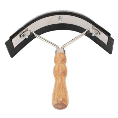 Imagem de aqxreight Escova de Cabelo de Cavalo de Aço Inoxidável Borracha Confortável Punho de Madeira Pente Raspador de Limpeza de Rosto de Cavalo para Gado e Deslizamento Preciso Sem Madeira é Escova de