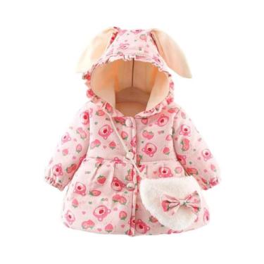 Imagem de Jaqueta De Inverno Para Meninas, Casaco Com Capuz De Orelhas De Coelho