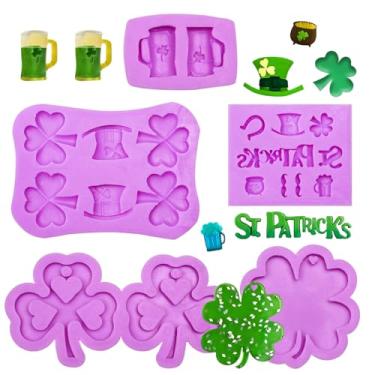 Imagem de Molde de silicone para fondant do dia de São Patrício, chapéu irlandês, moldes de chocolate, ferradura, doces, barba, moldes de cerveja, para decoração de bolos Oktoberfest, topo de cupcake, resina