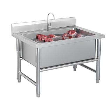 Imagem de LOERSS Pia de aço inoxidável independente industrial de tigela única, 120 x 60 x 80 cm/47,2 x 23,6 x 31,5 pol. de profundidade 40 cm/15,8 pol, pia de restaurante comercial