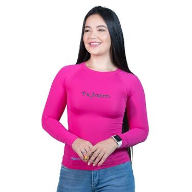 Imagem de CAMISETA FEMININA TÉRMICA UV50+ TEXAS FARM - UVF001 - ROSA PINK/ PRETO-Feminino