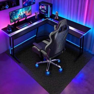 Imagem de Tapete de cadeira de escritório para piso de madeira: tapete extra grande para cadeira de rodinhas e mesa de computador, tapete de cadeira de mesa transparente protetor de piso de plástico resistente