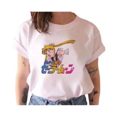 Imagem de Camiseta Feminina Estilo Harajuku Anos 90 Com Estampa De Gato Kawaii, 