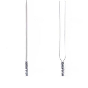 Imagem de Conjunto Oito Espetos: 4 Duplos e 4 Espadas Alumínio Churrasco Cabo Revestido 50cm | 60cm | 70cm | 80cm(80cm)