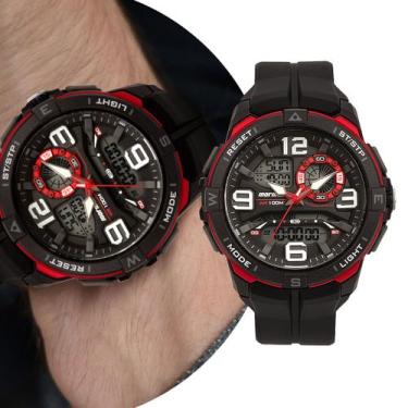 Imagem de Relógio Masculino Esportivo Digital e Analógico de Pulso à Prova D' Ág