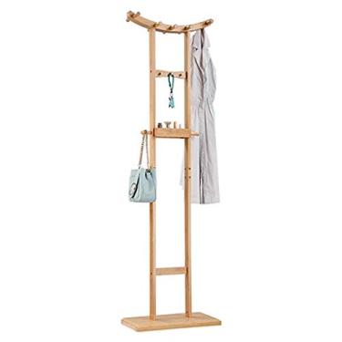 Imagem de A1DFDFGOQSFG Rack de piso duplo de bambu de madeira maciça em forma de crescente