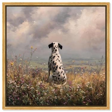 Imagem de Decoração de parede para animais de estimação Meadow Watcher I da Art Remedy, moldura dourada, 61 x 61 cm