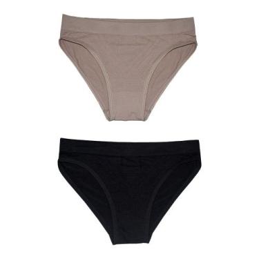 Imagem de Kit 2 Calcinhas DelRio 5190 Sem Costura, Nude, Preto, M