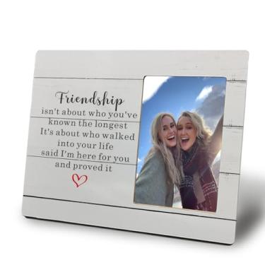 Imagem de Mancheng-zi Porta-retrato de amizade para mulheres, 10 x 15 cm, melhores amigas, alma, irmã, melhor amiga, presente de aniversário, Natal, porta-retratos de madeira para mesa de mesa, decoração de