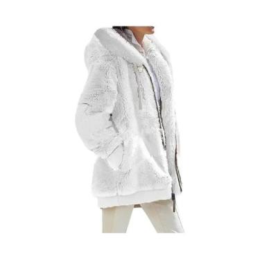 Imagem de Jaqueta Feminina De Inverno Com Capuz E Zíper Em Cashmere E Fleece, Ca