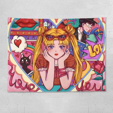 Imagem de Tapeçaria Sailors Moons Wall Room Aesthetic 100x70cm, microtecido