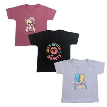 Imagem de Blusa T-shirt Infantil Verão Estampa Blogueira 3 Peças Kids - Mini Div