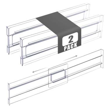 Imagem de Pacote com 2 organizadores de gavetas, divisórias de plástico transparente para roupas, maquiagem, cozinha, mesa, quarto, banheiro e sala de estar, separação e organização de gavetas