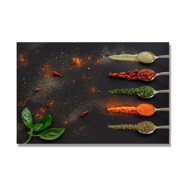 Imagem de NHLDZYH Tela decorativa cozinha, arte vintage especiarias coloridas, arte de parede quadros para sala de estar quarto cozinha. C55. 70 x 105 cm. Apenas tela