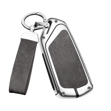 Imagem de Compatível com skoda octavia capa chave do carro 2024 2023 2022 2021 liga de couro de alta qualidade caso de controle remoto auto accessori(Silver gray)