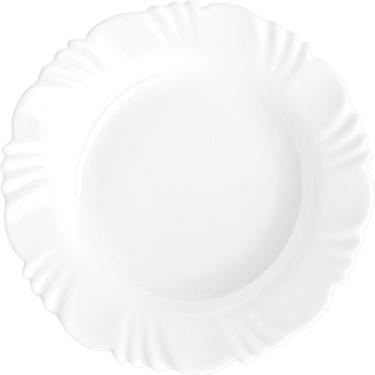 Imagem de Kit 6 Pratos de Vidro Fundo 23cm Duralex Pétala Opaline, Branco