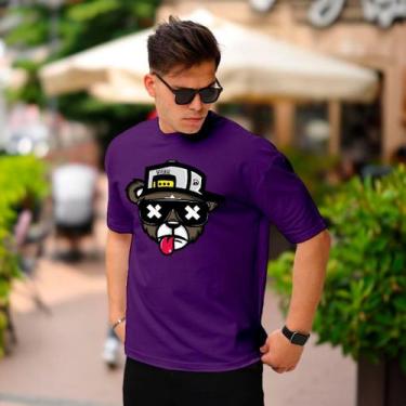 Imagem de Camiseta Manfinity Urso Bolado T-shirt Camisa Algodão Puro, Violeta, P