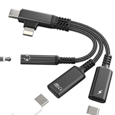Imagem de Adaptador de fone de ouvido USB C OTG de dados (19.4 cm²) para iPhone 17 16 15 14 Pro Max Lightning para conector de áudio auxiliar divisor de 3,5 mm para Apple Dongle Charger tipo C para iPad Dual