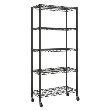 Imagem de Golpart Prateleiras de 5 níveis, prateleiras de armazenamento, armários de arame, organizadores de banheiro, despensa de metal, cozinha, garagem, prateleira, organização, prateleira doméstica, cesta