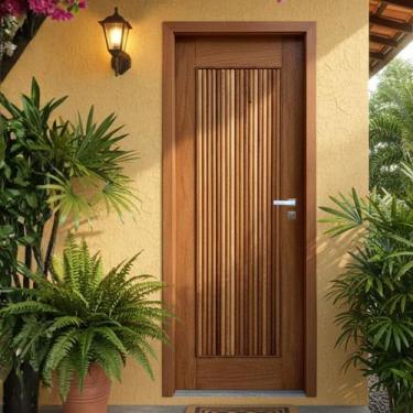 Imagem de Porta Completa Barcelona 90x210cm em Madeira Maciça Cedro Arana - Casm