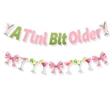 Imagem de A Tini Bit Older Happy Birthday Party Backdrops pano de fundo para fotografia banner de aniversário sinal em quintal suprimentos de decoração para homens mulheres adereços de cabine de fotos rosa