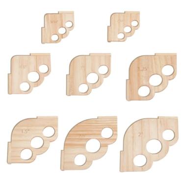 Imagem de BENECREAT Conjunto de gabaritos de madeira de pinheiro de 8 peças, conjunto de molde de raio de canto com 8 tamanhos (5/40.6 cm-6.3 cm), ferramentas de marcenaria para corte de borda de precisão, guia