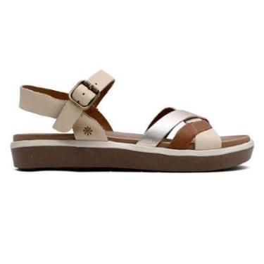 Imagem de Sandália em Couro FlatFort Feminina New Face 26103 Bege-Feminino