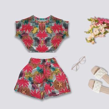 Imagem de Conjunto Feminino Estampado Short e Cropped 0228 - Bellucy Modas, Lara