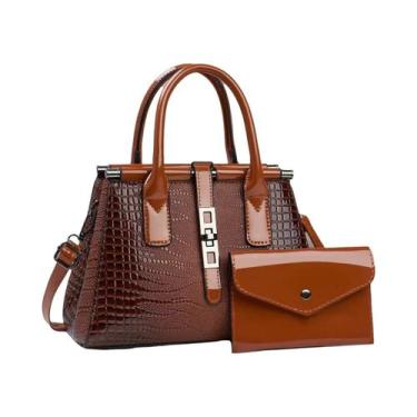 Imagem de Bolsa De Ombro De Couro Com Padrão De Crocodilo De Grande Capacidade P