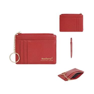 Imagem de Carteira Slim Feminina Multi Cartões Com Chaveiro Estilo Ins, Bolsa De