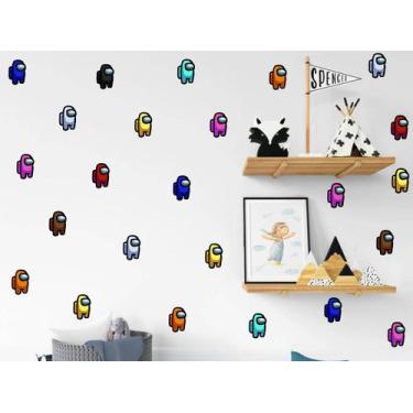 Imagem de adesivo de parede amongs us decoração games sala de jogos quarto de me