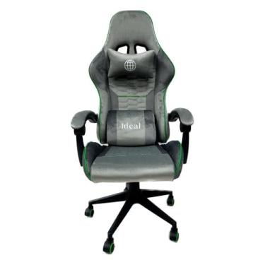 Imagem de Cadeira Gamer Escritório Cinza Ergonômica Confortável Reclinável com Braço Rodinha Para Jogos Setup