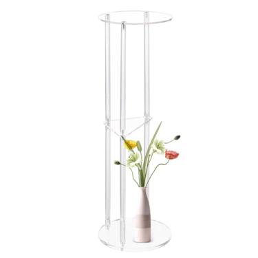 Imagem de Mesa lateral transparente, mesa lateral de acrílico de 3 camadas, Mesa de centro redonda para espaços pequenos, Mesa de cabeceira/mesa de cabeceira pequena de acrílico de 3 camadas para sofá, sala de