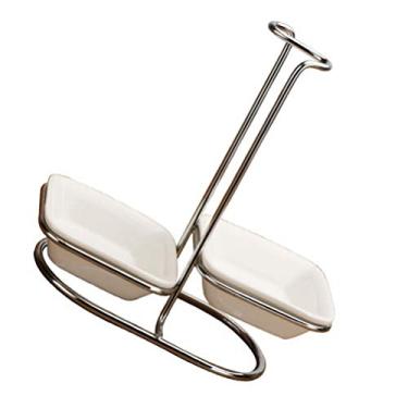 Imagem de Suporte para concha de cozinha Suporte para concha de sopa única Descanso para colher em pé com prato de cerâmica Suporte para utensílio vertical para fogão Organização de balcão de cozinha Design ver