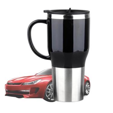 Imagem de Copo de aquecimento de carro, caneca de viagem aquecida | Chaleira de água quente 12V,Chaleira de água quente portátil, xícara de chá elegante com alça 450ml para fazer chá e café