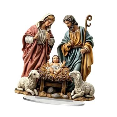 Imagem de Baoblaze Decoração 2D da Sagrada Família em Acrílico, Arte para Presente de Aniversário, Colecionável, Enfeite de Natal, Decoração Religiosa para Sala de
