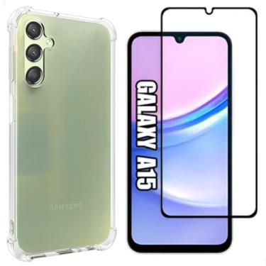 Imagem de [GL CASES] Capa Samsung Galaxy A15 Case Slim Clear Capinha Anti Impacto Reforçada Silicone Transparente Flexível Anti Choque + Pelicula Samsung Galaxy A15 De Vidro 3D Com Cobertura Total